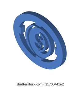 Coin isometric left top view 3D icon