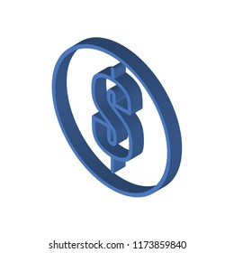 Coin isometric left top view 3D icon