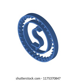 Coin isometric left top view 3D icon