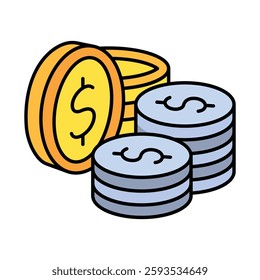 Coin isometric outline 3d mini illustration icon, use for modern concept, UI or UX kit, web and app development. related to business, finance, economy.