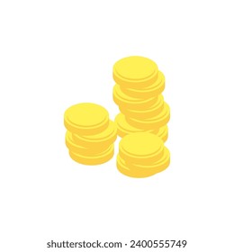 Coin isometric style isolated. Vector illustration