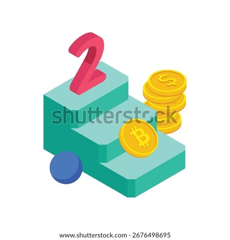 Coin isometric vector illustration. EPS File