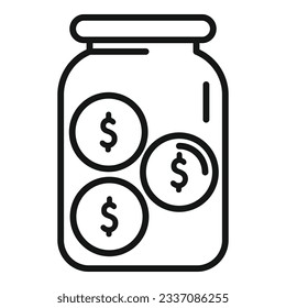 Coin jar icon outline vector. Bank finance. Loan deposit
