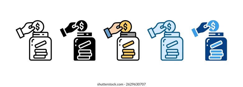 Coin Jar Icon Set Multiple Style Collection
