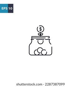 Coin jar outline icon Vector illustration