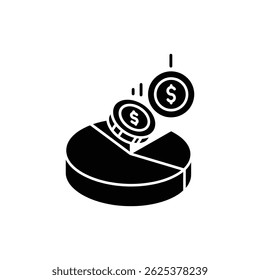 Coin Jumping from Pie Chart Icon for Financial Growth