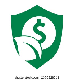 Coin and leaf logo combination. Money and eco symbol or icon.