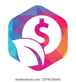 Combinación de la moneda y el logotipo de la hoja. El dinero y el símbolo o icono ecológico.
