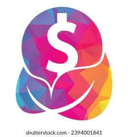 Coin and leaf logo combination. Money and eco symbol or icon.