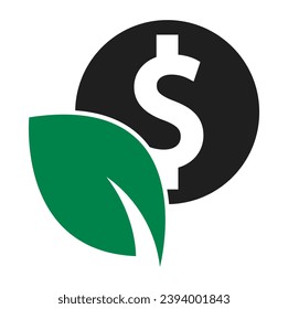 Kombination aus Coin und Blatt-Logo. Geld und Öko-Symbol oder Symbol.