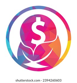 Combinación de la moneda y el logotipo de la hoja. El dinero y el símbolo o icono ecológico.