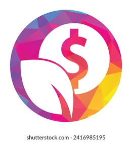 Combinación de la moneda y el logotipo de la hoja. El dinero y el símbolo o icono ecológico.