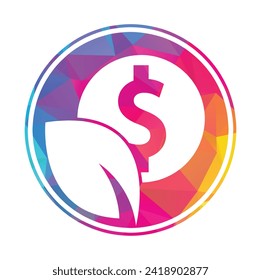 Combinación de la moneda y el logotipo de la hoja. El dinero y el símbolo o icono ecológico.