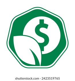 Kombination aus Coin und Blatt-Logo. Geld und Öko-Symbol oder Symbol.