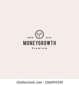 Coin Leaf Sprout Money Grow Growth Investment Logo Vector Icon Illustration