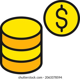 Diseño de iconos de vectores rellenos de línea de moneda

