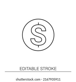 Coin line icon. Accumulate money. Cumulative money during life. Piggy bank. Financial literacy concept. Isolated vector illustration. Editable stroke