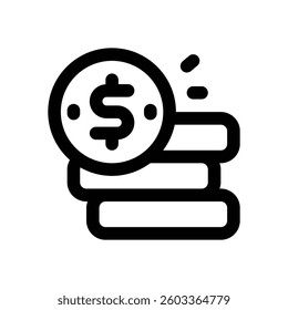 coin line icon. Clean and minimalist vector icon for websites, mobile apps, presentations, and logos. Fully scalable and customizable for any project.