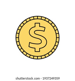 Coin сolor Line Icon. Pictogram For Web Page, Mobile App, Promo. UI UX GUI Design Element. Editable Stroke.