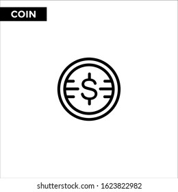 Coin line icon and solid vector sign, linear outline logo design illustration on white backround