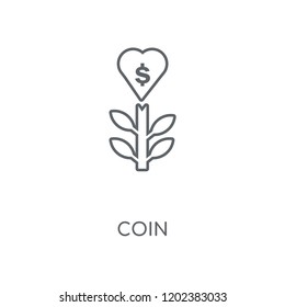Coin linear icon. Coin concept stroke symbol design. Thin graphic elements vector illustration, outline pattern on a white background, eps 10.