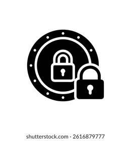 Coin with Lock Representing Security in Cryptocurrency Mining