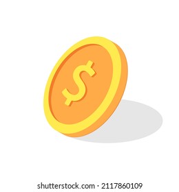 Coin logo design. Coin cartoon vector on white background.