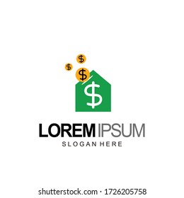 coin logo with house design template vector