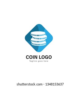 Coin logo template design. Coin logo with modern frame isolated on white background