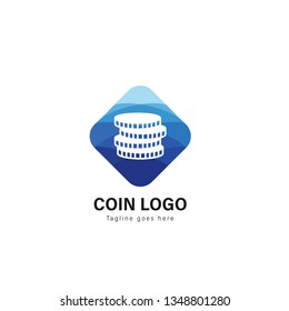Coin logo template design. Coin logo with modern frame isolated on white background