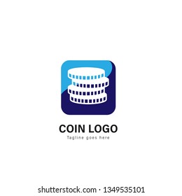Coin logo template design. Coin logo with modern frame isolated on white background