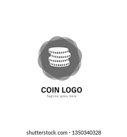 Coin logo template design. Coin logo with modern frame isolated on white background