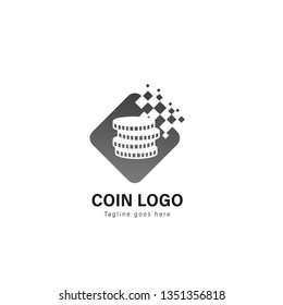 Coin logo template design. Coin logo with modern frame isolated on white background