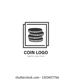 Coin logo template design. Coin logo with modern frame isolated on white background