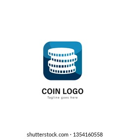 Coin logo template design. Coin logo with modern frame isolated on white background