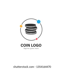 Coin logo template design. Coin logo with modern frame isolated on white background