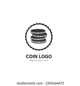 Coin logo template design. Coin logo with modern frame isolated on white background