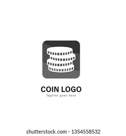 Coin logo template design. Coin logo with modern frame isolated on white background