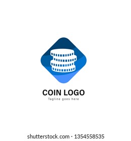 Coin logo template design. Coin logo with modern frame isolated on white background
