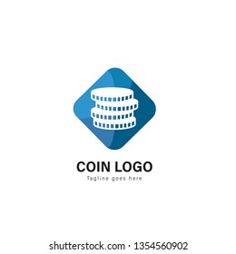 Coin logo template design. Coin logo with modern frame isolated on white background