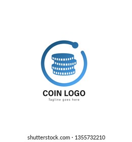 Coin logo template design. Coin logo with modern frame isolated on white background