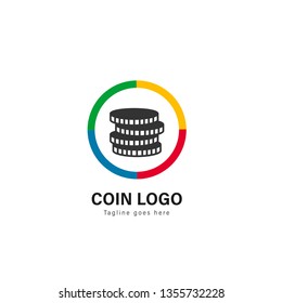 Coin logo template design. Coin logo with modern frame isolated on white background
