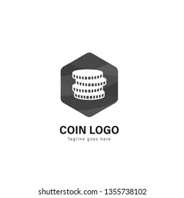 Coin logo template design. Coin logo with modern frame isolated on white background