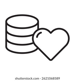 Coin and love symbol outline icon