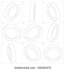 Coin lowpoly perspective 3d animation sprite sheet sequence. Vector illustration isometric outline