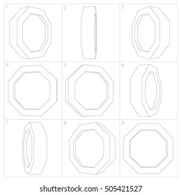 Coin lowpoly perspective 3d animation sprite sheet sequence. Vector illustration outline