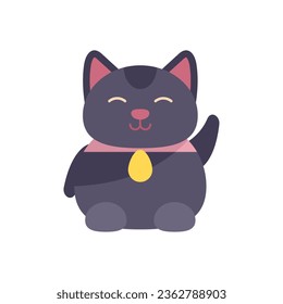 Coin lucky cat icon flat vector. Japan neko. Chinese money isolated