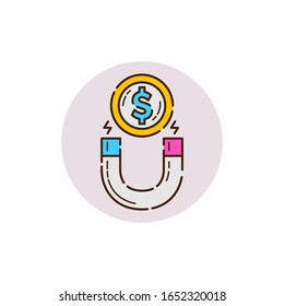 coin magnet Icon for investment theme with line design style