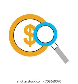 coin with magnifying glass icon