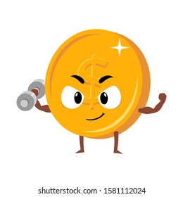 Coin mascot fitness gym character template